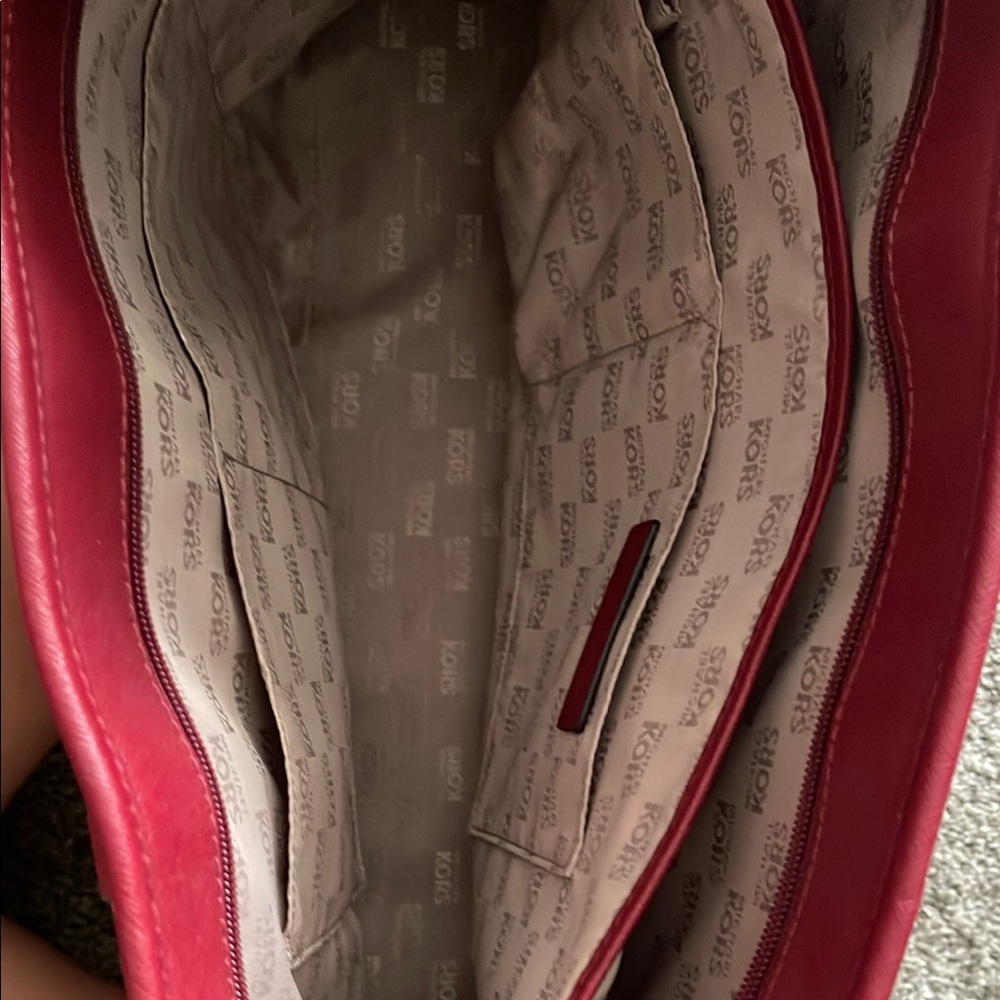 Michael Kors Red Saffiano Leather Tote - Picture 4 of 4